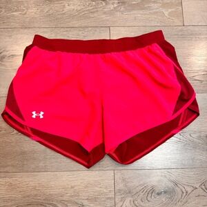 Under Armour Womens Medium Fly by 2.0 Running Shorts Pink Red Athletic Loose Fit